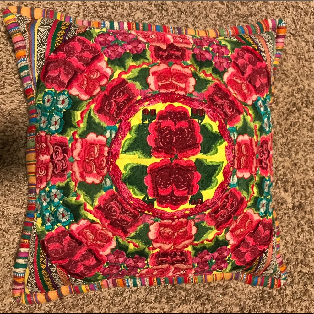 Embroidered pillow cover